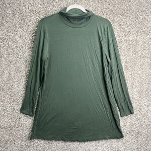 Eileen Fisher Tunic Top Women’s Medium Green Long Sleeve Turtleneck Shirt